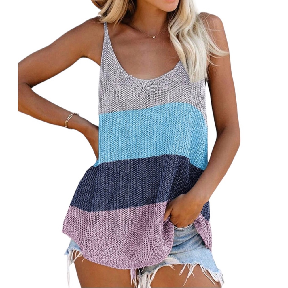 Sleeveless Colorblock Sweater Lightweight Perfect for Year Round Wear Fave